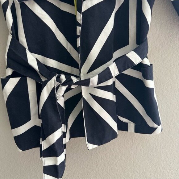 Virginia Taylor Abstract Black White Belted Jacket XS Artwear Statement Chic - Picture 5 of 10